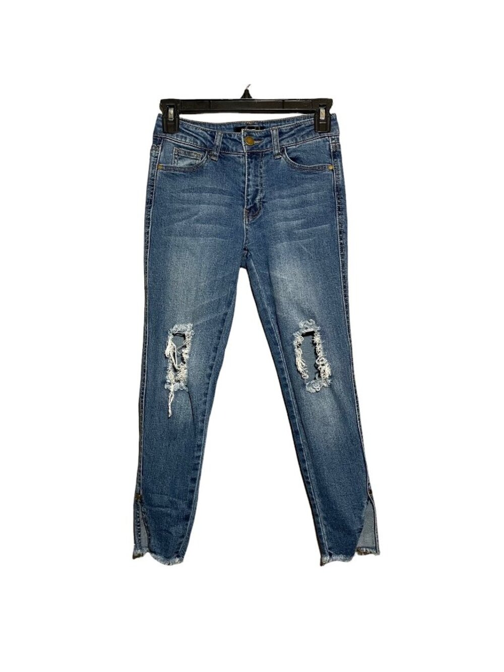 Cest Skinny Jeans Women Size 1 W26 Distressed Destroyed Moto Biker Black Label